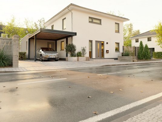 Ext_Stadthaus_Flair_124_Kubus_Putz_Carport_StreetView02