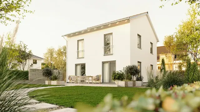 Ext_Stadthaus_Flair_124_Satteldach_Garten Wir brauen ihr Traumhaus in Brandenburg.