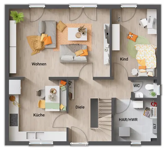 Grundriss-Einfamilienhaus-Flair-125-Erdgeschoss-5-Zimmer-Variante-mit-Keller